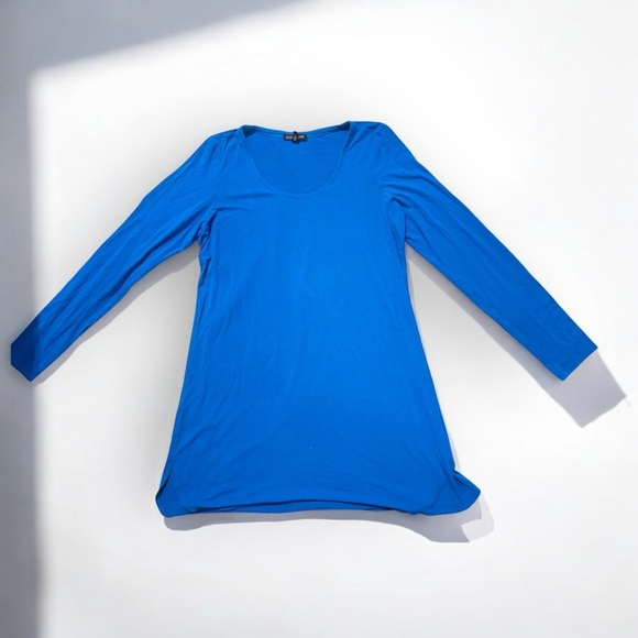 Eileen Fisher Jersey Teal Blue Scoop Neck Soft Tunic Long Blouse/dress Sz Med - Picture 4 of 15